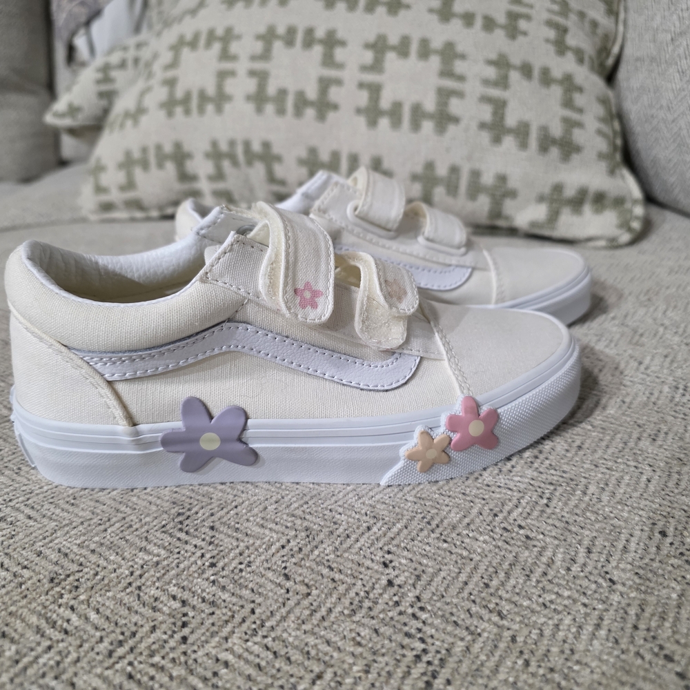 Vans Kids Cream Sneakers with Floral Details